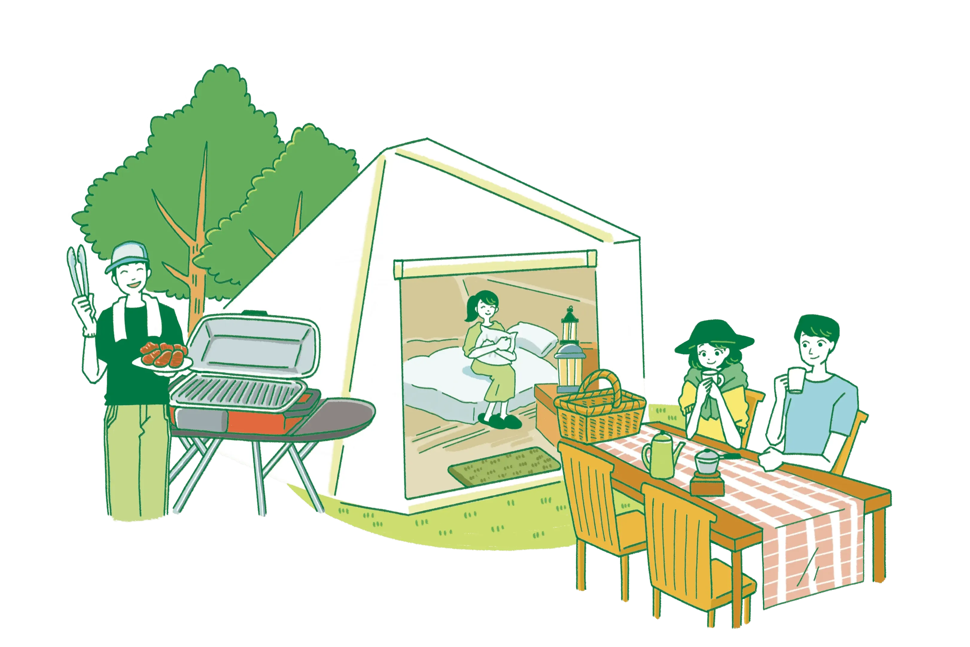 グランピングのイラスト 