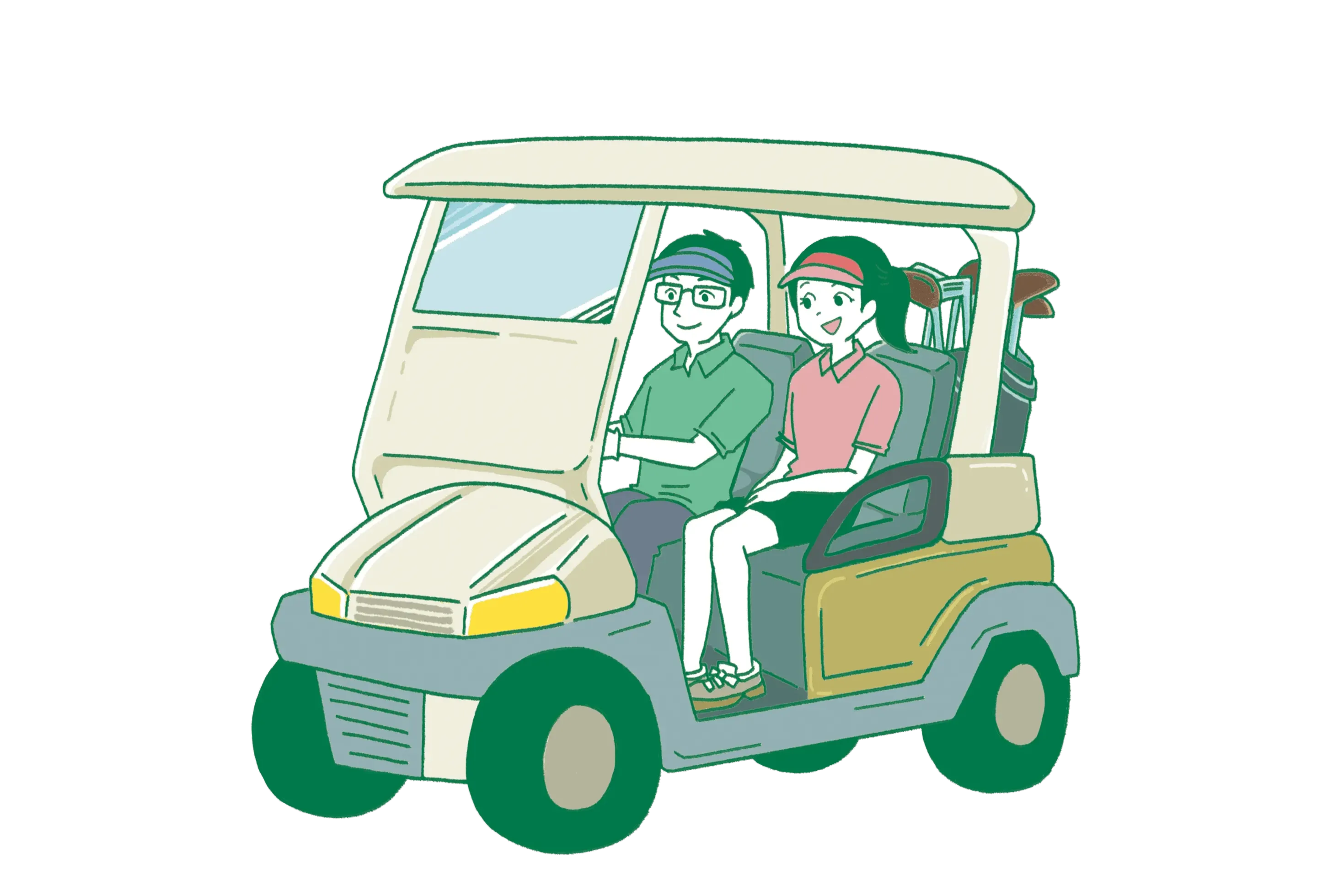 ゴルフカートにのるゴルファーのイラスト